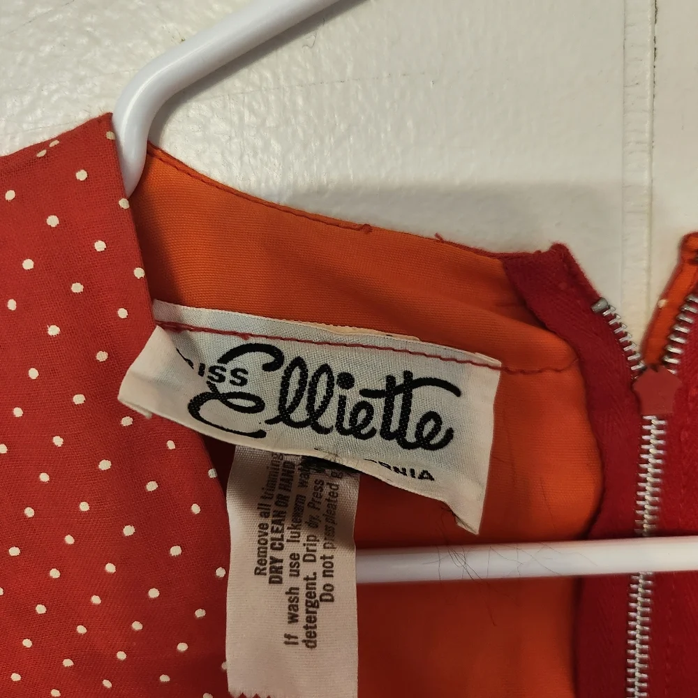 Vintage 60s Miss Elliette California Red Polka Dot Sleeveless Maxi Dress… - Picture 3 of 6